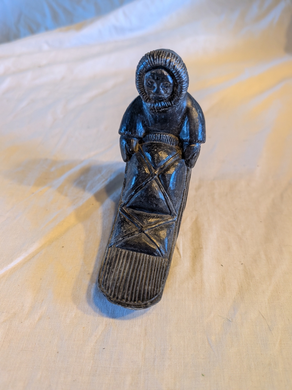 2/60$ WOLF Black Inuit Sledder Sculpture